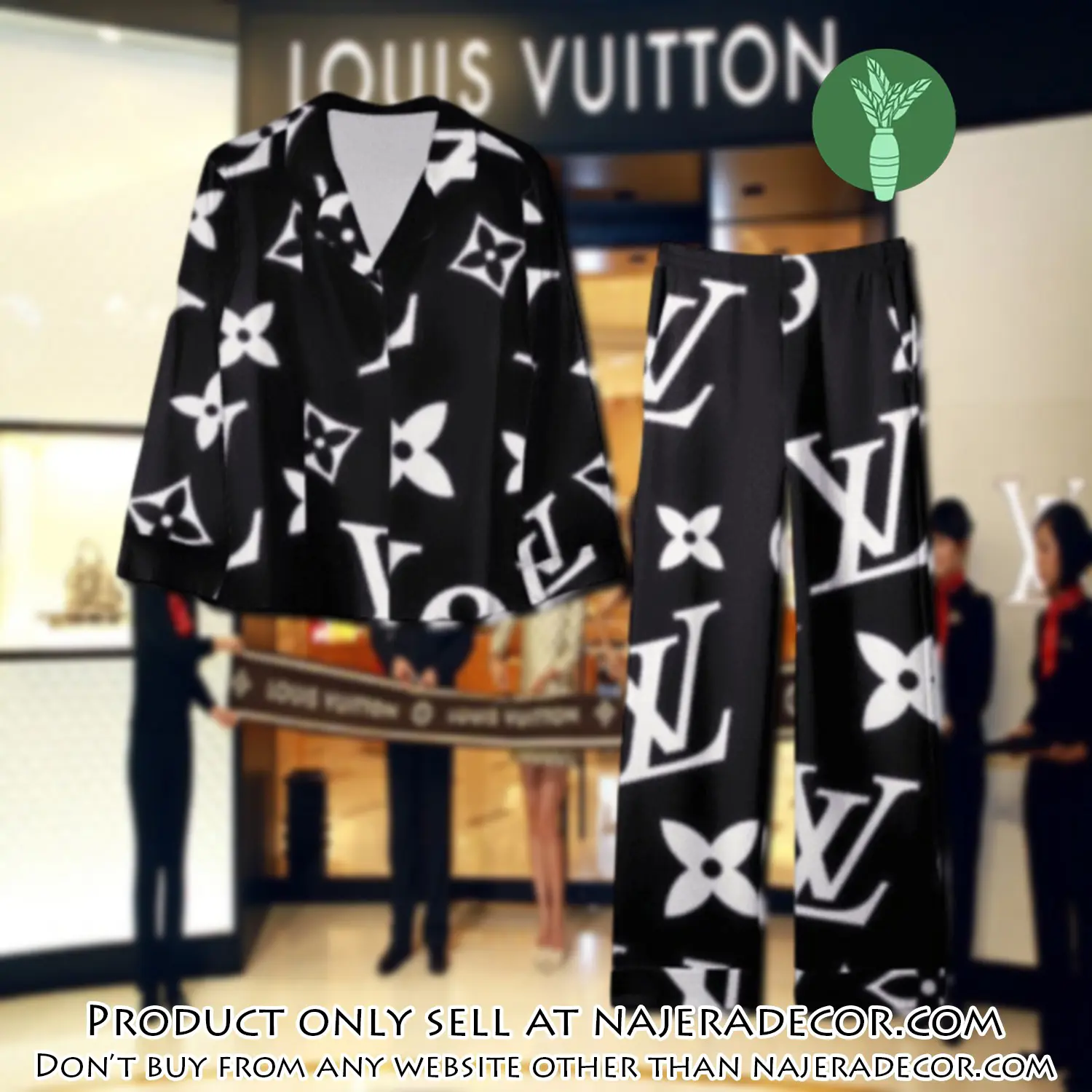 Trending luxury lv satin pajama set pjs1101 njr3801399